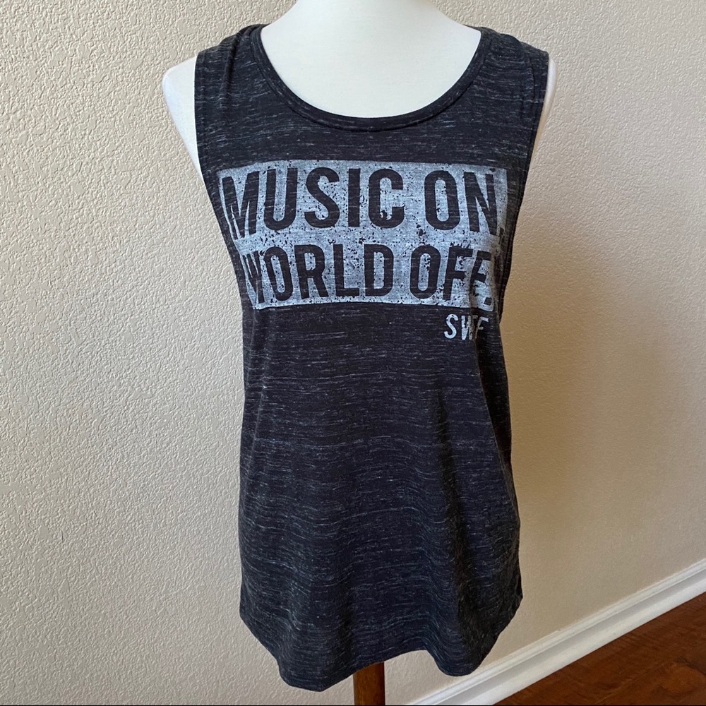 Music On World Off Graphic Tank